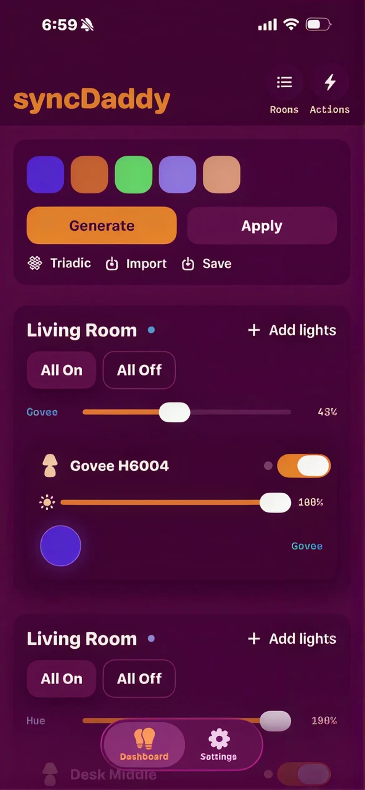 syncDaddy app on an iPhone